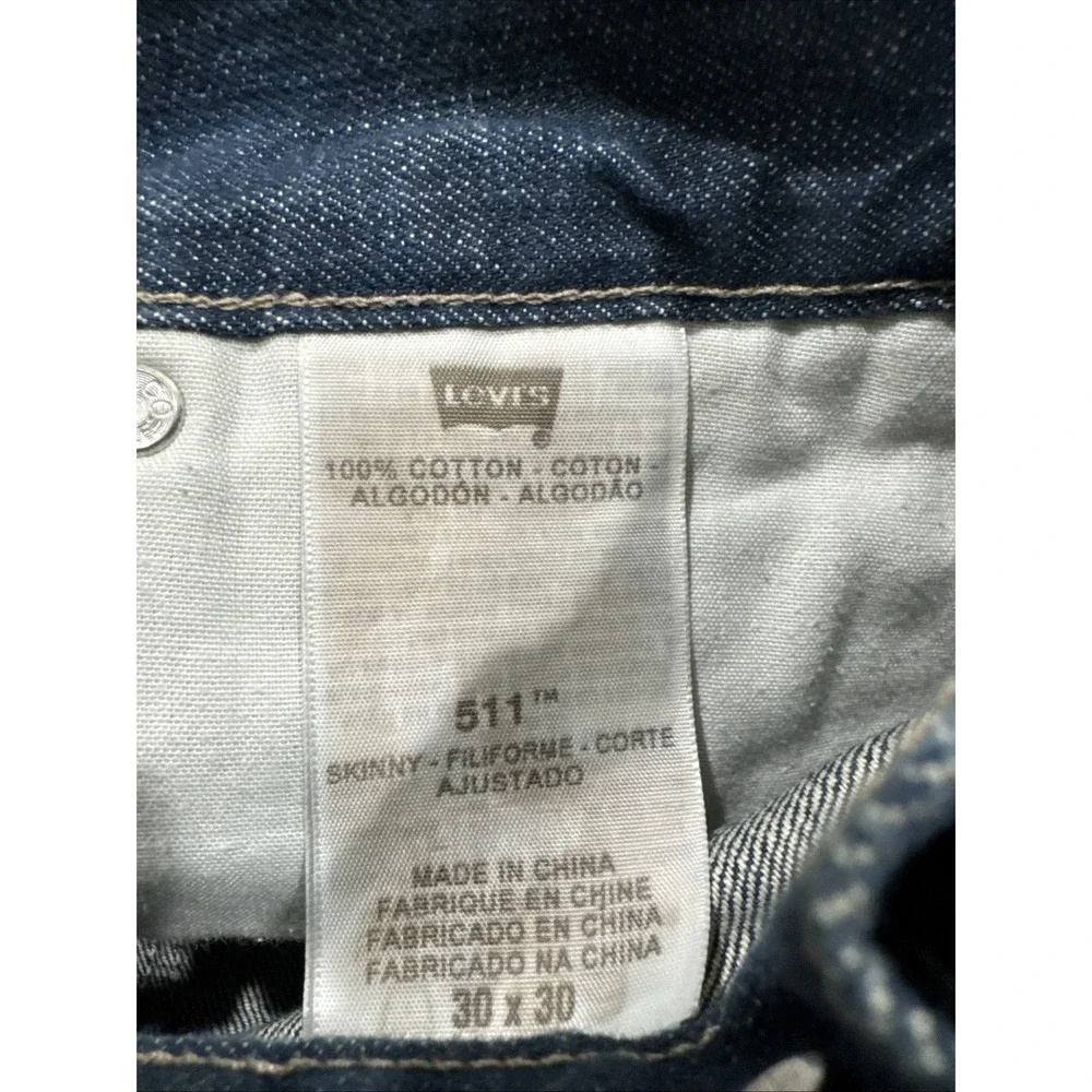 Levi's 511 Slim Jeans Men 30x30 Blue Cinch Waist 9 Pocket Denim‎ - Rare